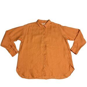Uniqlo 100% Linen Shirt Women's Size XL  Long Sleeves Button-Up  Apricot
